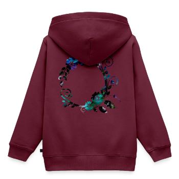 elegant schicke Frühlings Blumen Ranke - Kinder Premium Organic Hoodie - Burgunderrot - Hinten - AI Model Kid Female (0cm)
