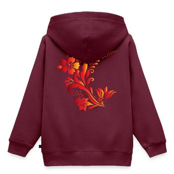 Hibiskus Ranke Hawaii - Kinder Premium Organic Hoodie - Burgunderrot - Hinten - AI Model Kid Female (0cm)
