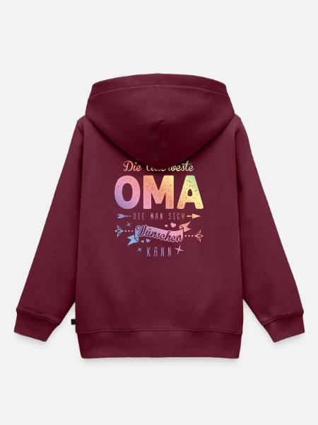 Die Beste Oma Spruch Bunt - Kinder Premium Organic Hoodie - Burgunderrot