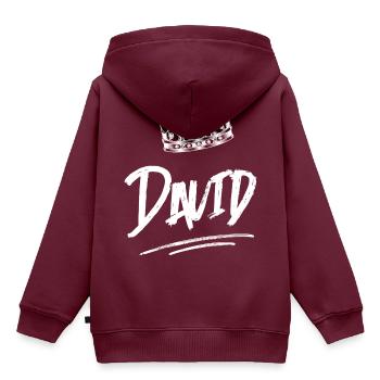 David - Kinder Premium Organic Hoodie - Burgunderrot - Hinten - AI Model Kid Female (0cm)