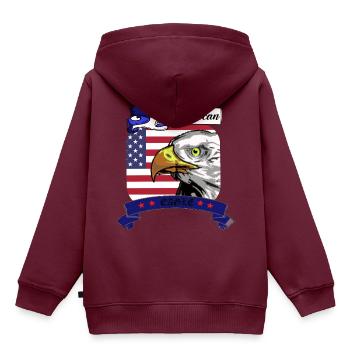 American Eagle, Amerika, Flagge mit Adler - Kinder Premium Organic Hoodie - Burgunderrot - Hinten - AI Model Kid Female (0cm)