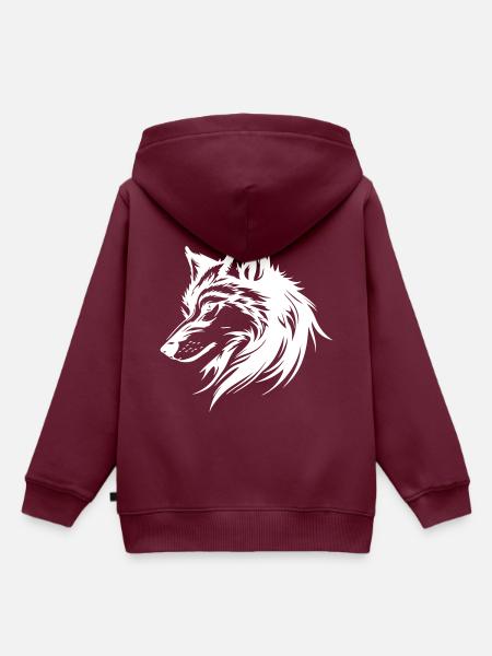 Wolf Silhouette - Kinder Premium Organic Hoodie - Burgunderrot