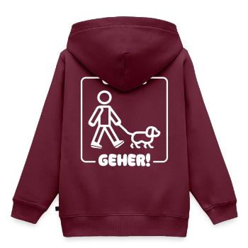Gassi Gehen Hund - Kinder Premium Organic Hoodie - Burgunderrot - Hinten - AI Model Kid Female (0cm)