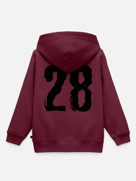 28 Zahl Trikot - Kinder Premium Organic Hoodie - Burgunderrot