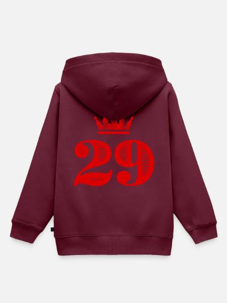 29 Zahl Krone - Kinder Premium Organic Hoodie - Burgunderrot
