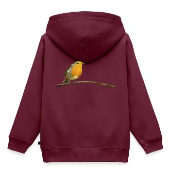 Rotkehlchen - Kinder Premium Organic Hoodie - Burgunderrot - Hinten - AI Model Kid Female (0cm)
