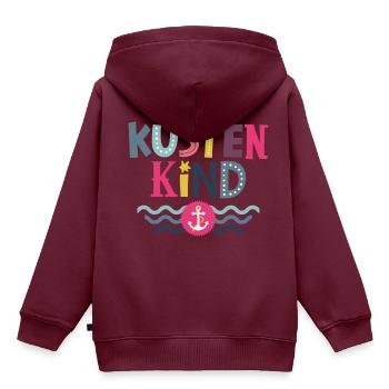 Küstenkind - Kinder Premium Organic Hoodie - Burgunderrot - Hinten - AI Model Kid Female (0cm)