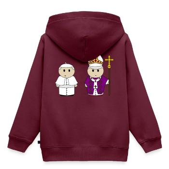 Papst Benedict - Kinder Premium Organic Hoodie - Burgunderrot - Hinten - AI Model Kid Female (0cm)