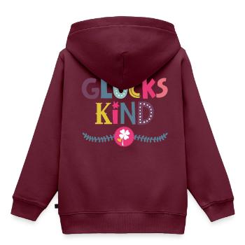 Glückskind - Kinder Premium Organic Hoodie - Burgunderrot - Hinten - AI Model Kid Female (0cm)