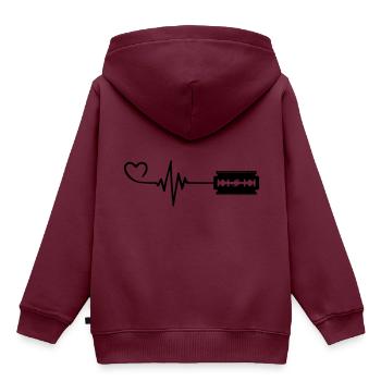 Rasierklinge Puls Herz Liebe - Kinder Premium Organic Hoodie - Burgunderrot - Hinten - AI Model Kid Female (0cm)