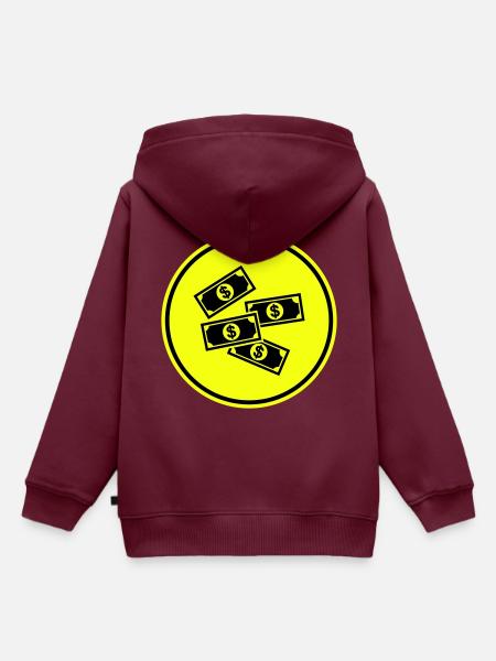 Cash Money Symbol - Kinder Premium Organic Hoodie - Burgunderrot