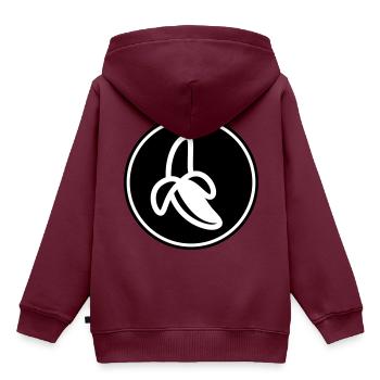 Banane Icon - Kinder Premium Organic Hoodie - Burgunderrot - Hinten - AI Model Kid Female (0cm)