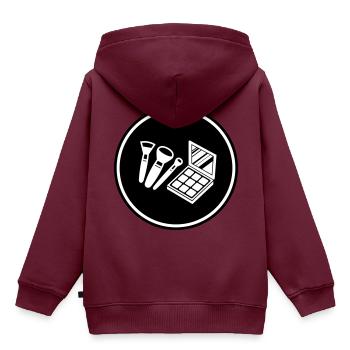 Make Up Kosmetik Icon - Kinder Premium Organic Hoodie - Burgunderrot - Hinten - AI Model Kid Female (0cm)