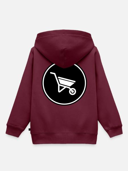 Schubkarre Symbol - Kinder Premium Organic Hoodie - Burgunderrot