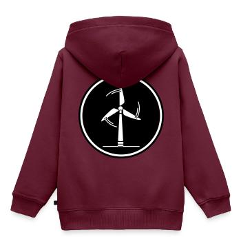 Energie Windrad - Kinder Premium Organic Hoodie - Burgunderrot - Hinten - AI Model Kid Female (0cm)