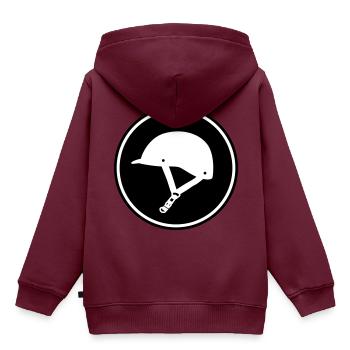Reiterhut icon - Kinder Premium Organic Hoodie - Burgunderrot - Hinten - AI Model Kid Female (0cm)