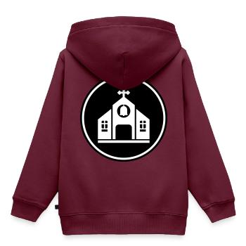 Kirche glaube - Kinder Premium Organic Hoodie - Burgunderrot - Hinten - AI Model Kid Female (0cm)