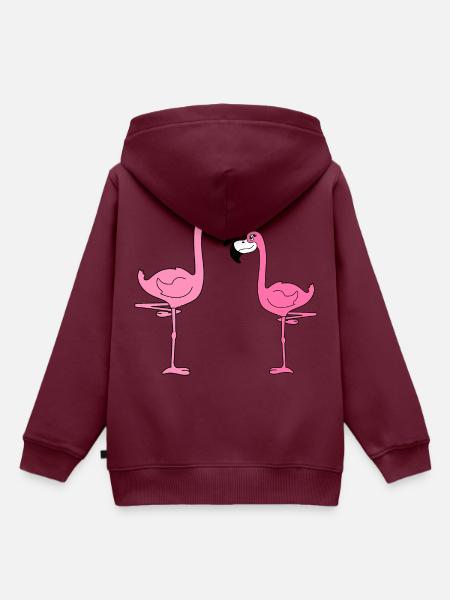 Flamingo Liebe - Kinder Premium Organic Hoodie - Burgunderrot