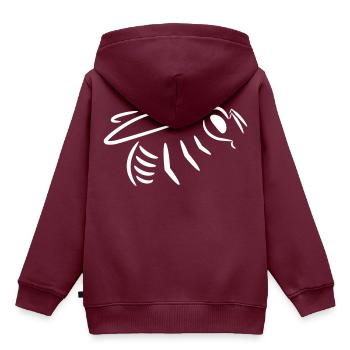 Biene Zeichnung (Strichzeichnung) - Kinder Premium Organic Hoodie - Burgunderrot - Hinten - AI Model Kid Female (0cm)