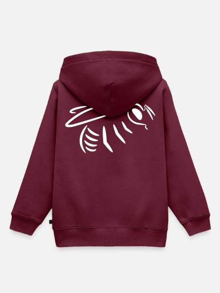 Biene Zeichnung (Strichzeichnung) - Kinder Premium Organic Hoodie - Burgunderrot