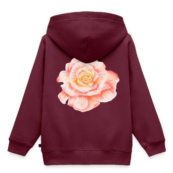 FLOWER - Kinder Premium Organic Hoodie - Burgunderrot - Hinten - AI Model Kid Female (0cm)