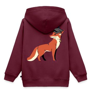 Fuchs Weisheit klug Gelehrter lernen Weise - Kinder Premium Organic Hoodie - Burgunderrot - Hinten - AI Model Kid Female (0cm)