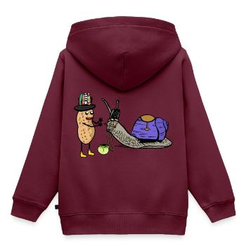 Erdnuss Schnecken Pferd Renner Rennpferd Pferde - Kinder Premium Organic Hoodie - Burgunderrot - Hinten - AI Model Kid Female (0cm)