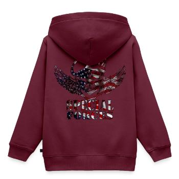 Armee - Kinder Premium Organic Hoodie - Burgunderrot - Hinten - AI Model Kid Female (0cm)