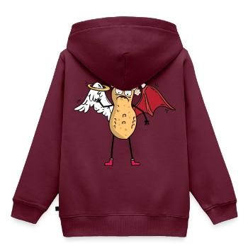 Nikolaus Erdnuss himmlisch teuflisch xmas Santa - Kinder Premium Organic Hoodie - Burgunderrot - Hinten - AI Model Kid Female (0cm)