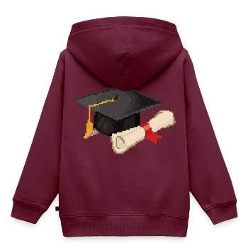 Retro Pixel Uni Abschluss - Kinder Premium Organic Hoodie - Burgunderrot - Hinten - AI Model Kid Female (0cm)