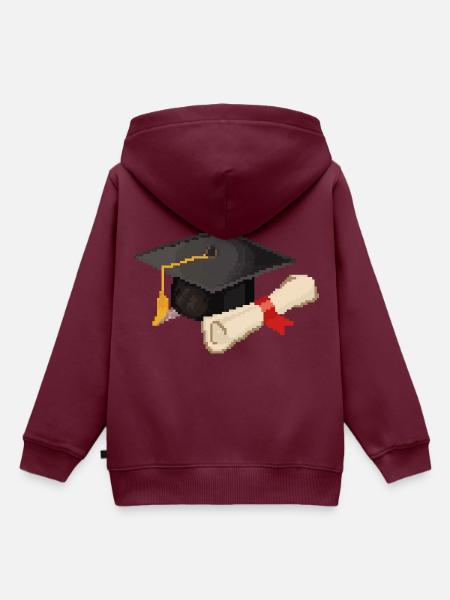 Retro Pixel Uni Abschluss - Kinder Premium Organic Hoodie - Burgunderrot