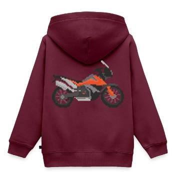 Retro Pixel Enduro, Adventure Motorrad - Kinder Premium Organic Hoodie - Burgunderrot - Hinten - AI Model Kid Female (0cm)