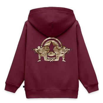 Armee - Kinder Premium Organic Hoodie - Burgunderrot - Hinten - AI Model Kid Female (0cm)