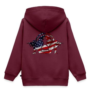 Armee - Kinder Premium Organic Hoodie - Burgunderrot - Hinten - AI Model Kid Female (0cm)