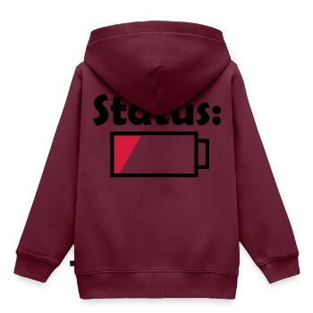 Akku Status leer - Kinder Premium Organic Hoodie - Burgunderrot - Hinten - AI Model Kid Female (0cm)