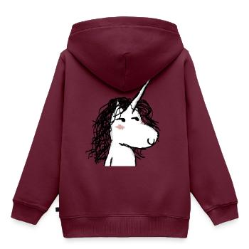 Das Einhorn Kaede - Kinder Premium Organic Hoodie - Burgunderrot - Hinten - AI Model Kid Female (0cm)