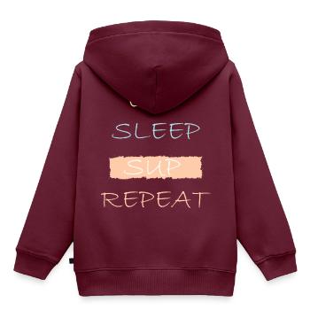 SUP - Kinder Premium Organic Hoodie - Burgunderrot - Hinten - AI Model Kid Female (0cm)