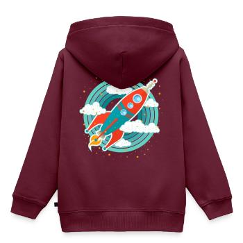 Retro Rakete (Kreise) - Kinder Premium Organic Hoodie - Burgunderrot - Hinten - AI Model Kid Female (0cm)