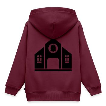 Kirche - Kinder Premium Organic Hoodie - Burgunderrot - Hinten - AI Model Kid Female (0cm)