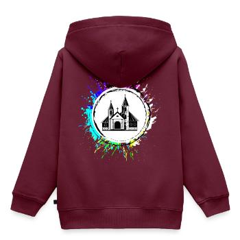 Kirche Symbol - Kinder Premium Organic Hoodie - Burgunderrot - Hinten - AI Model Kid Female (0cm)