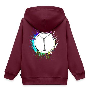 Windrad Silhouette Energie - Kinder Premium Organic Hoodie - Burgunderrot - Hinten - AI Model Kid Female (0cm)