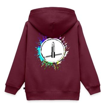 Make Up Kosmetik Icon - Kinder Premium Organic Hoodie - Burgunderrot - Hinten - AI Model Kid Female (0cm)