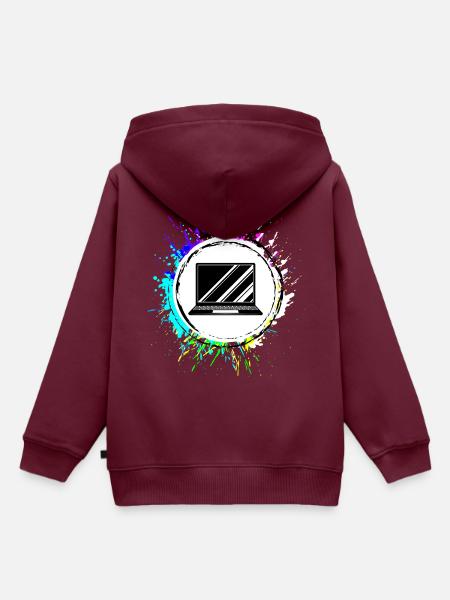 Laptop Symbol Bunt - Kinder Premium Organic Hoodie - Burgunderrot