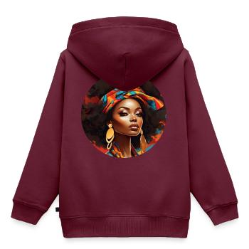 Funkeln im Afro-Stil - Kinder Premium Organic Hoodie - Burgunderrot - Hinten - AI Model Kid Female (0cm)
