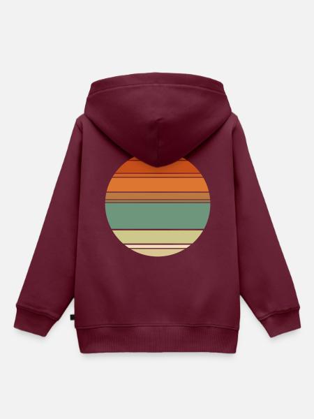 Retro Sunset Hintergrund Kreis - Kinder Premium Organic Hoodie - Burgunderrot