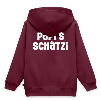 Papis Schätzi Papa Schweiz Papi Schweiz - Kinder Premium Organic Hoodie - Burgunderrot - Hinten - AI Model Kid Female (0cm)