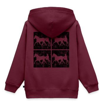 Traber Trabrennen in retro oder vintage Style - Kinder Premium Organic Hoodie - Burgunderrot - Hinten - AI Model Kid Female (0cm)