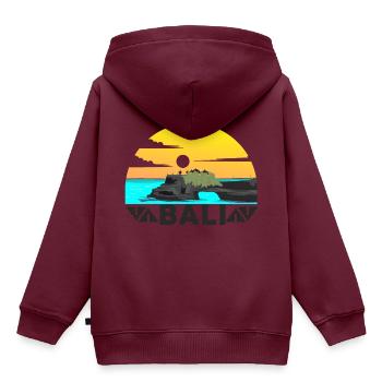 Bali - Kinder Premium Organic Hoodie - Burgunderrot - Hinten - AI Model Kid Female (0cm)