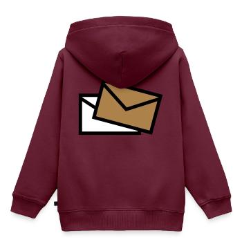 Post - Mail - poste / Brief - letter - lettre - Kinder Premium Organic Hoodie - Burgunderrot - Hinten - AI Model Kid Female (0cm)