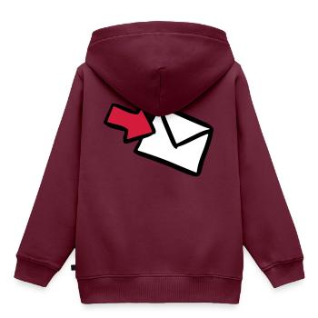 Brief E-Mail mail letter lettre message Versand - Kinder Premium Organic Hoodie - Burgunderrot - Hinten - AI Model Kid Female (0cm)